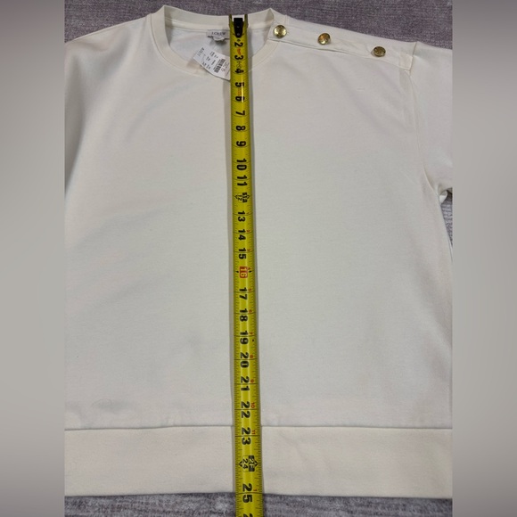 NWT J. Crew Factory Button Shoulder Pullover Women’s XL Cream Heritage - Picture 7 of 13
